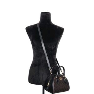 Coach Signature Black and Brown Crossbody Bag